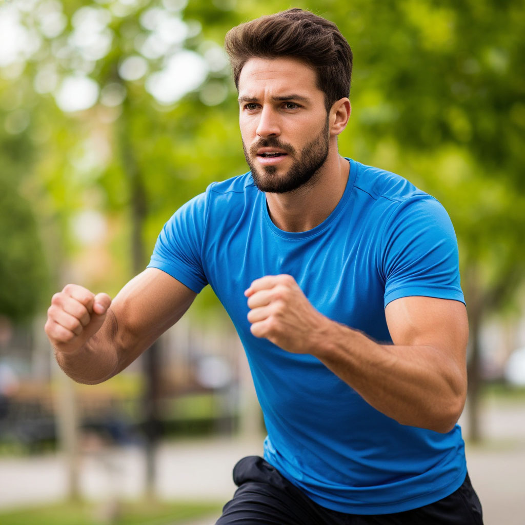 Person exercising safely